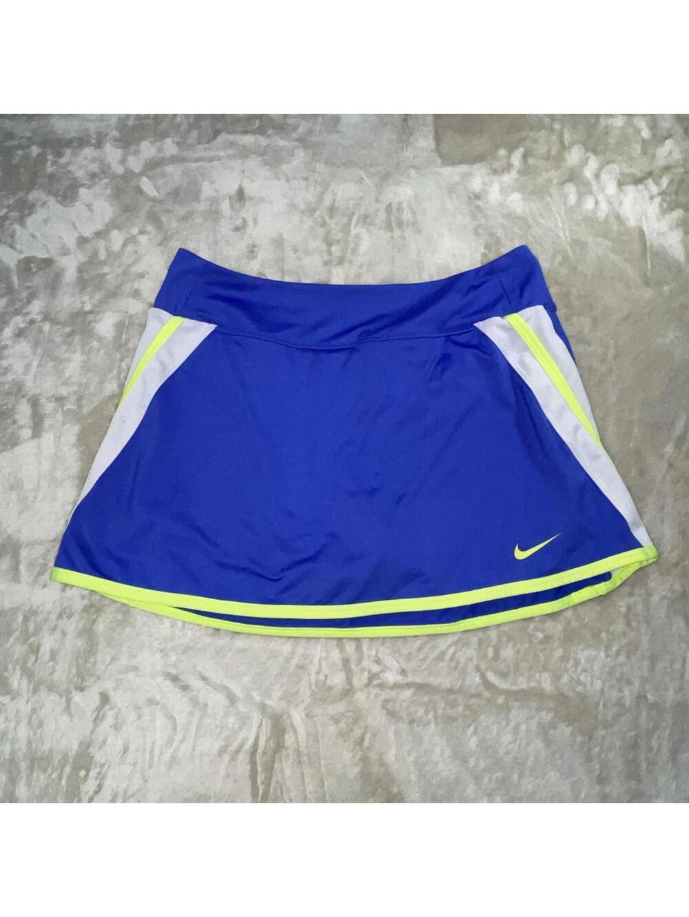 Nike Dri-FIT Womens Tennis Skort Blue Neon Yellow White Medium EUC